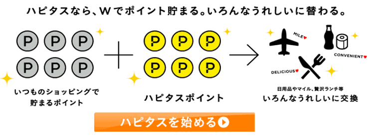 ハピタスならWでポイント貯まる
